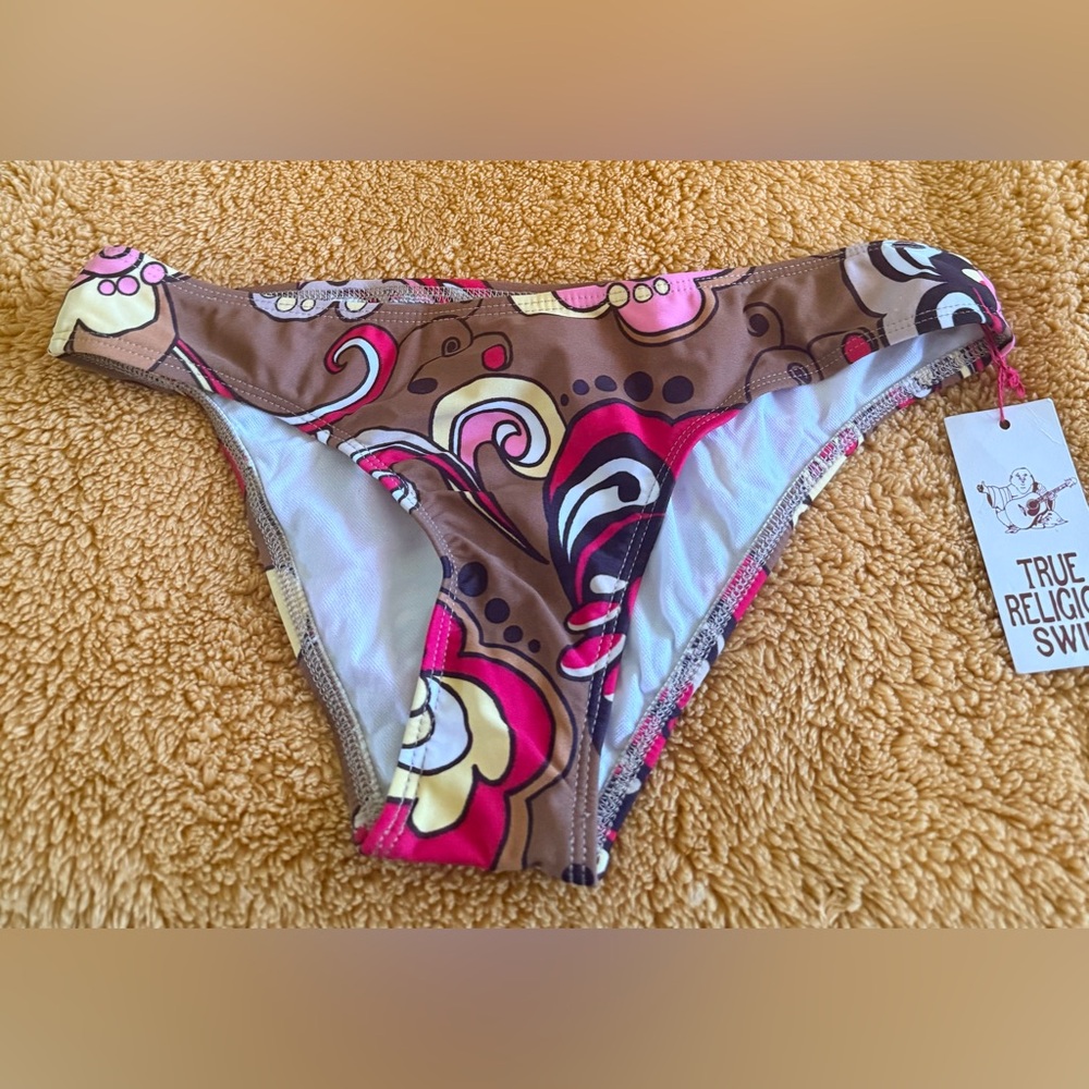 True Religion Brown and Pink Bikini Bottom